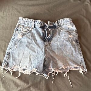 Distressed Light Blue Jean Shorts
